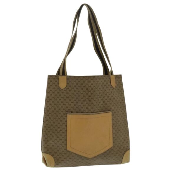 GUCCI Micro GG Canvas Tote Bag Pvc Leather Beige - Picture 1 of 12